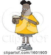 Poster, Art Print Of Cartoon Black Boy Eating A Cupcake