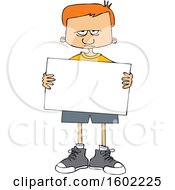 Poster, Art Print Of Cartoon Angry White Boy Holding A Blank Sign