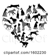 Heart Made Of Black Silhouetted Boxer Dogs