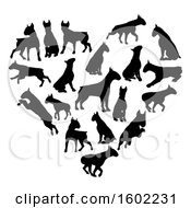 Poster, Art Print Of Heart Made Of Black Silhouetted Bull Terrier Dogs