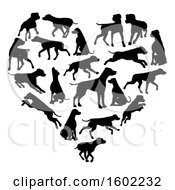 Poster, Art Print Of Heart Made Of Black Silhouetted Dalmatian Dogs