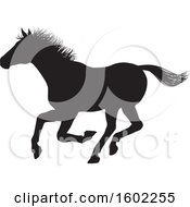 Clipart Of A Black Silhouetted Horse Royalty Free Vector Illustration