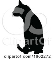 Poster, Art Print Of Black Silhouetted Cat Sitting