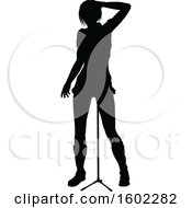 Clipart Of A Silhouetted Female Singer Royalty Free Vector Illustration