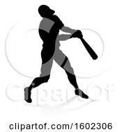 Clipart Of A Black Silhouetted Baseball Player Batting With A Reflection On A White Background Royalty Free Vector Illustration