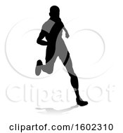 Poster, Art Print Of Silhouetted Male Runner With A Reflection Or Shadow On A White Background