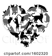 Poster, Art Print Of Heart Made Of Black Silhouetted Cats