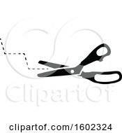 Clipart Of A Black And White Pair Of Scissors And Cut Lines Royalty Free Vector Illustration