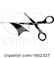 Black And White Pair Of Scissors And Cut Lines
