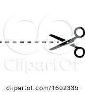 Black And White Pair Of Scissors And Cut Lines