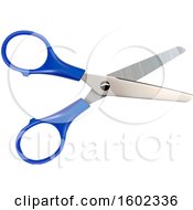 Clipart Of A 3d Pair Of Blue Handled Scissors Royalty Free Vector Illustration