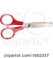 Clipart Of A 3d Pair Of Red Handled Scissors Royalty Free Vector Illustration