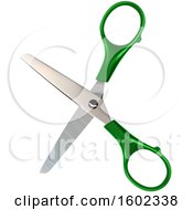 Clipart Of A 3d Pair Of Green Handled Scissors Royalty Free Vector Illustration