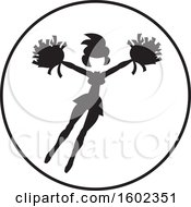 Clipart Of A Jumping Cheerleader In A Circle Royalty Free Vector Illustration