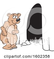 Cartoon Happy Bear At His Cave Entrance