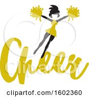Poster, Art Print Of Jumping Cheerleader Above Yellow Cheer Text