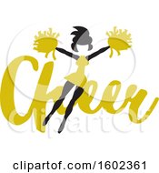 Poster, Art Print Of Jumping Cheerleader Over Yellow Cheer Text