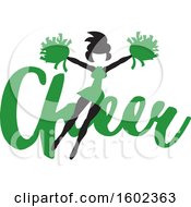Poster, Art Print Of Jumping Cheerleader Over Green Cheer Text