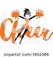 Poster, Art Print Of Jumping Cheerleader Over Orange Cheer Text