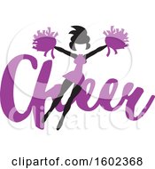 Poster, Art Print Of Jumping Cheerleader Over Purple Cheer Text