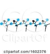 Poster, Art Print Of Line Of Kicking Cheerleaders In Blue