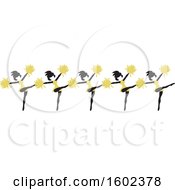 Poster, Art Print Of Line Of Kicking Cheerleaders In Gold