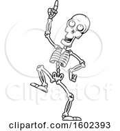 Poster, Art Print Of Cartoon Black And White Dancing Skeleton