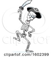 Clipart Of A Cartoon Dancing Pirate Skeleton Holding A Sword Royalty Free Vector Illustration