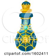Clipart Of A Magical Wizard Or Witch Potion Bottle With A Spider Web Royalty Free Vector Illustration