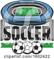 Clipart Of A Soccer Stadium And Net Royalty Free Vector Illustration