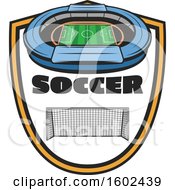 Poster, Art Print Of Soccer Stadium And Net In A Shield