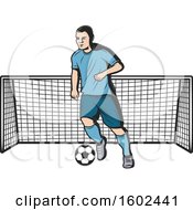 Poster, Art Print Of Soccer Player And Net