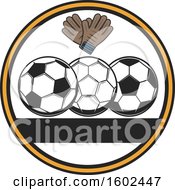 Clipart Of A Circle Frame With Soccer Balls And Gloves Royalty Free Vector Illustration