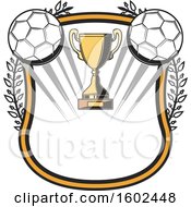 Poster, Art Print Of Trophy Cup And Soccer Balls In A Shield