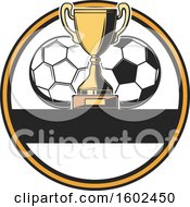 Clipart Of A Trophy Cup And Soccer Balls In A Circle Royalty Free Vector Illustration