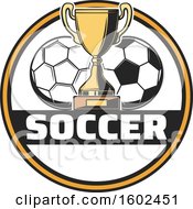 Poster, Art Print Of Trophy Cup And Soccer Balls In A Circle