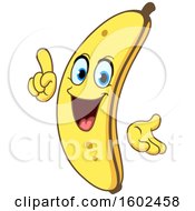 Clipart Of A Cartoon Banana Character Mascot Holding Up A Finger Royalty Free Vector Illustration
