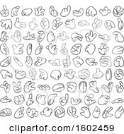 Clipart Of Cartoon Lineart Hands Royalty Free Vector Illustration