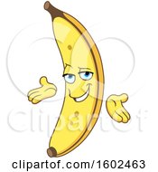 Clipart Of A Cartoon Banana Character Mascot Welcoming Royalty Free Vector Illustration