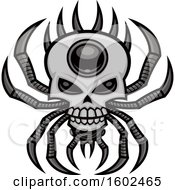 Clipart Of A Creepy Skull Spider Royalty Free Vector Illustration by John Schwegel