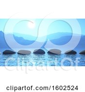 Poster, Art Print Of Line Of 3d Stepping Stones On The Ocean