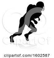 Clipart Of A Silhouetted Football Player With A Reflection Or Shadow On A White Background Royalty Free Vector Illustration