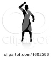 Poster, Art Print Of Silhouetted Business Woman With A Shadow On A White Background