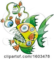 Clipart Of A Cartoon Monstrous Abyssal Fish Royalty Free Vector Illustration by Zooco
