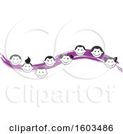 Poster, Art Print Of Purple Wave With Faces Of Happy Children