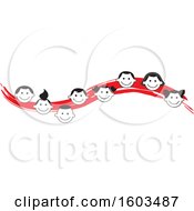 Clipart Of A Red Wave With Faces Of Happy Children Royalty Free Vector Illustration