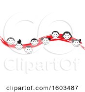 Poster, Art Print Of Red Wave With Faces Of Happy Children