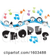 Poster, Art Print Of Blue Wave With Faces Of Happy Children And Music Notes Over Chorus Text