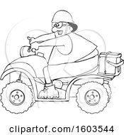 Cartoon Lineart Black Man Riding A Red Atv With An Ice Box On The Back