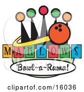 Bowling Ball Sign For Marlows Bowl O Rama Clipart Illustration
